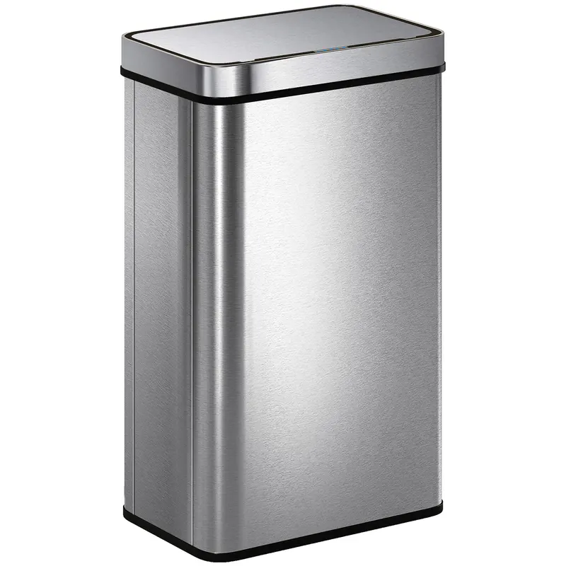 HOMCOM Coș de gunoi cu senzor 60 L cu capac cu închidere silențioasă, coș de gunoi automat de bucătărie din oțel inoxidabil, argintiu | Romania