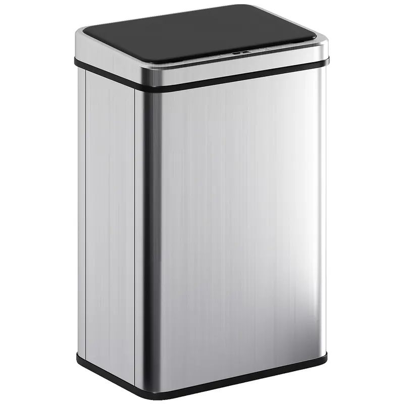 HOMCOM Coș de gunoi cu senzor 40L oțel inoxidabil Coș de gunoi automat cu capac cu închidere silențioasă senzor de mișcare 35,5 x 26 x 55 cm Argintiu | Romania