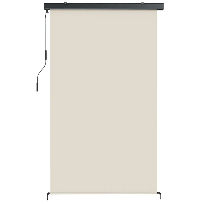 Outsunny Copertină Rulabilă de Exterior Anti-UV cu Carcasă din Aluminiu și Manivelă, Copertină de Soare din Poliester, 250x160 cm, Alb Crem | Romania