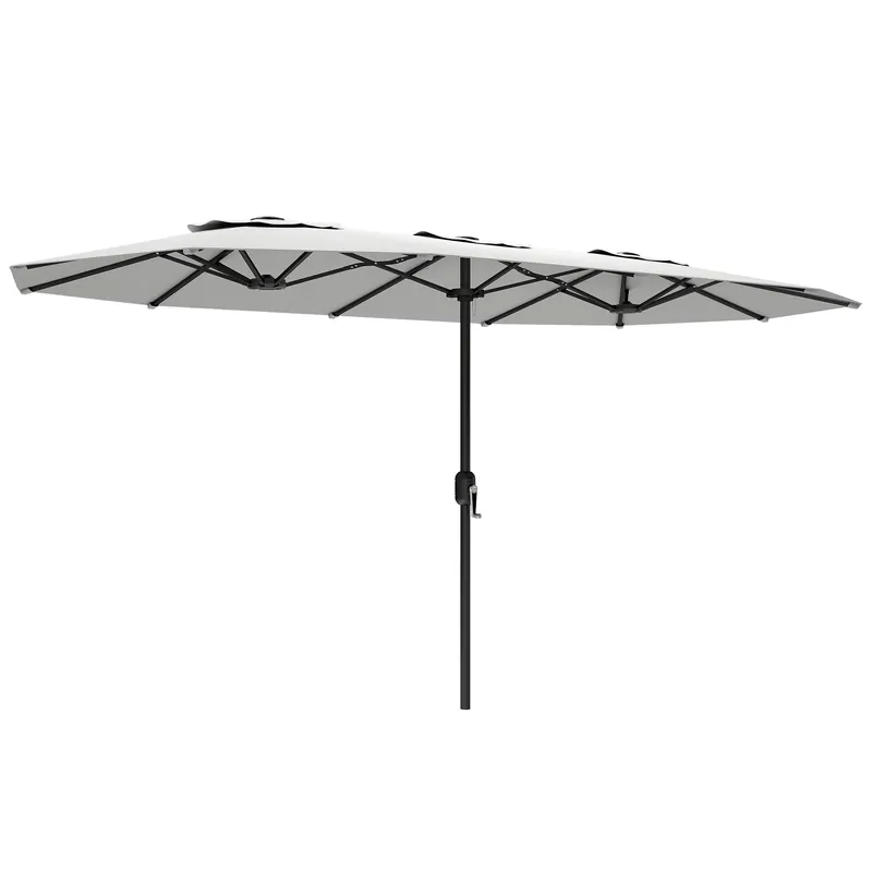 Outsunny Umbrelă Dublă de Grădină 4.6x2.7 m, Umbrelă de Exterior cu Manivelă, Husă Protectoare, 12 Spițe, Anti UV 50+, pentru Terasă Balcon Piscină Grădină, Alb | Romania