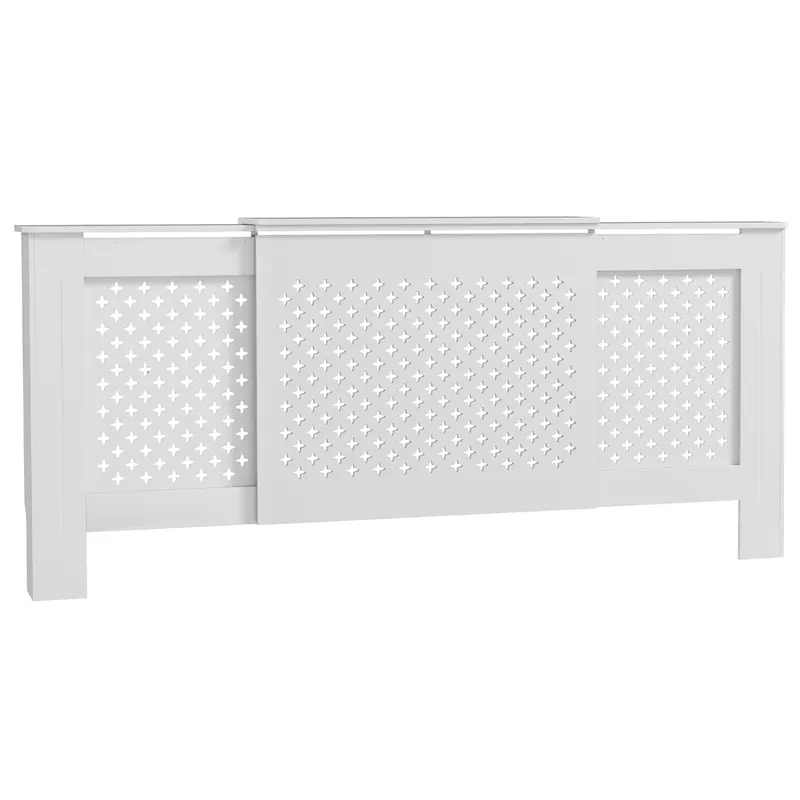 HOMCOM Mască pentru Calorifer cu Grilaj Încrucișat și Lungime Reglabilă, 136-200 x 21,5 x 91,7 cm, Alb | Romania