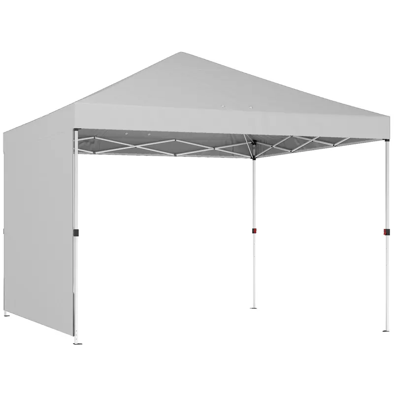 Outsunny Cort pliabil Pop-up 3x3 m cu perete lateral UPF50+ Înălțime reglabilă Împingere centrală Husă de transport Alb | Romania