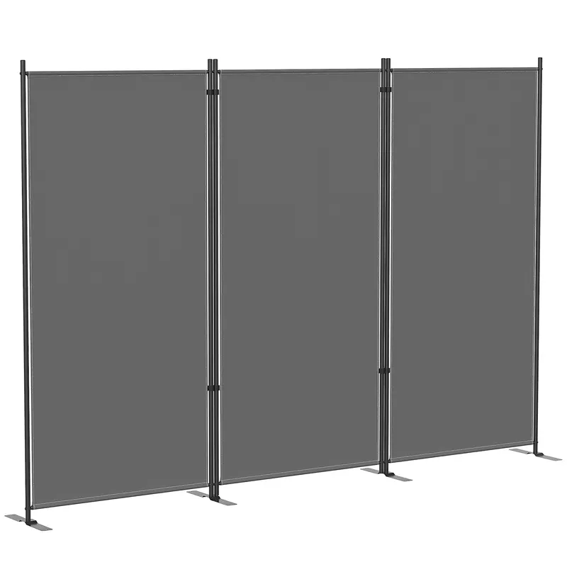 Outsunny Paravan pliabil cu 3 panouri 260x180 cm Paravan separator de încăperi cu suport metalic UPF 30+ Gri închis | Romania
