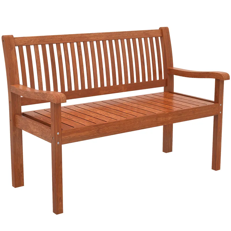 Outsunny Banc de grădină Banc exterior 2 locuri cu husă impermeabilă și spătar ergonomic Lemn maro deschis | Romania