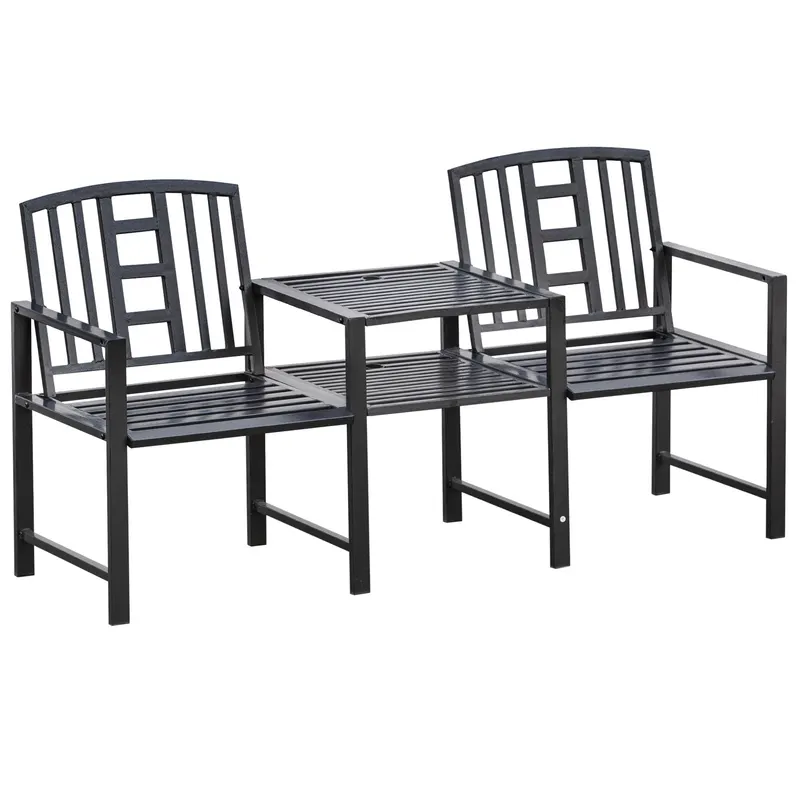 Set 2 Scaune cu Masuta de cafea Outsunny, Negru | Romania