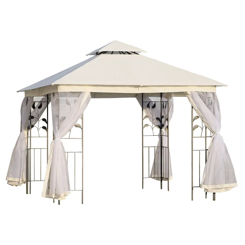Outsunny Foisor de Exterior 3x3m cu Plasa pentru Tantari si Cadru din Otel Alb | Romania