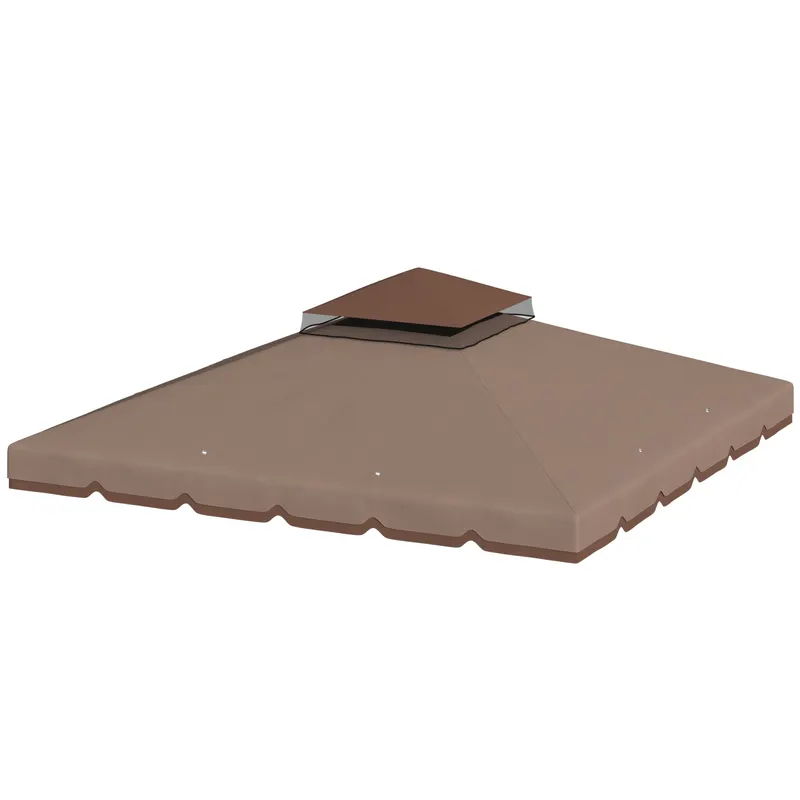 Outsunny Husă de Rezervă pentru Foișor 3x3 m din Grădină, Acoperiș Dublu Rezistent la Apă din Poliester 180g/㎡ Anti-UV 30+ cu 8 Găuri de Drenaj, Cașmir | Romania