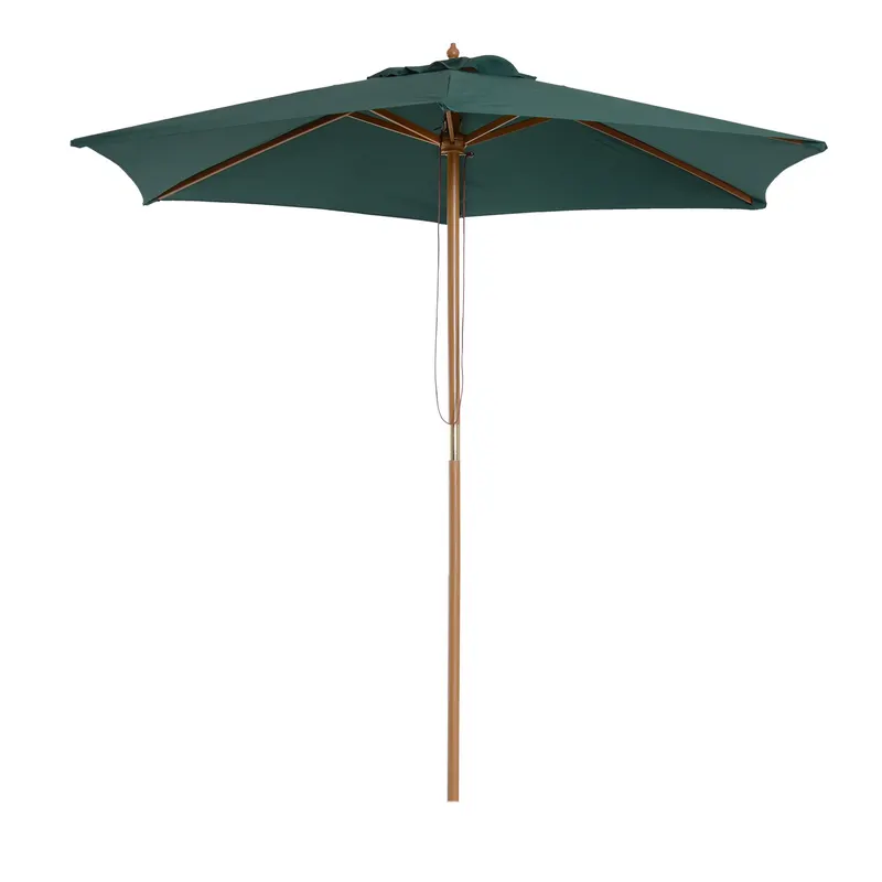 Outsunny Umbrelă din Lemn pentru Grădină, Rezistentă la UV, Ușor de Utilizat, Verde, Ø2.5m | Romania