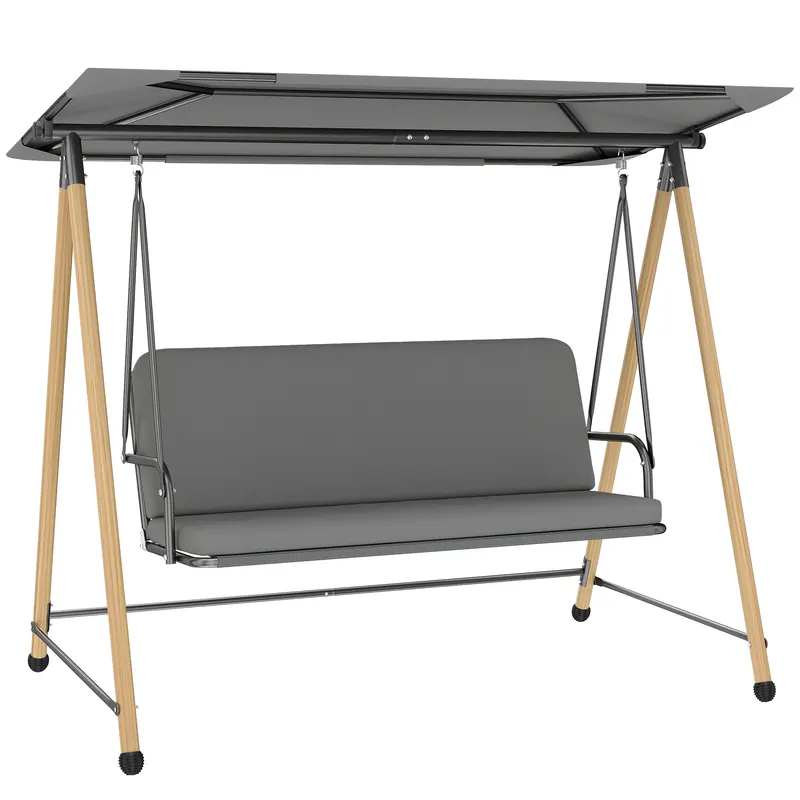 Outsunny Balansoar de Grădină cu 3 Locuri, cu Copertină Reglabilă Impermeabilă și Pernă Detașabilă, Capacitate Maximă 360 kg, 208 x 125 x 180 cm, Gri | Romania