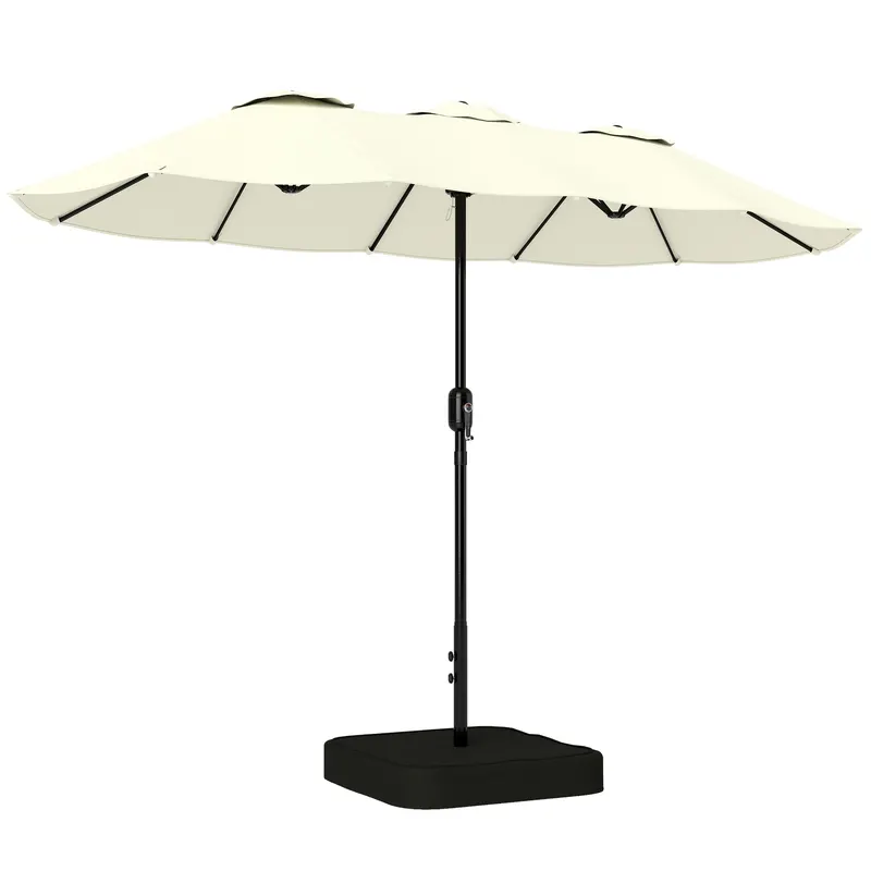 Outsunny Umbrelă Dublă de Grădină 3x1.5 m, Umbrelă de Exterior cu Sac de Nisip, Anti UV 50+, Bej | Romania