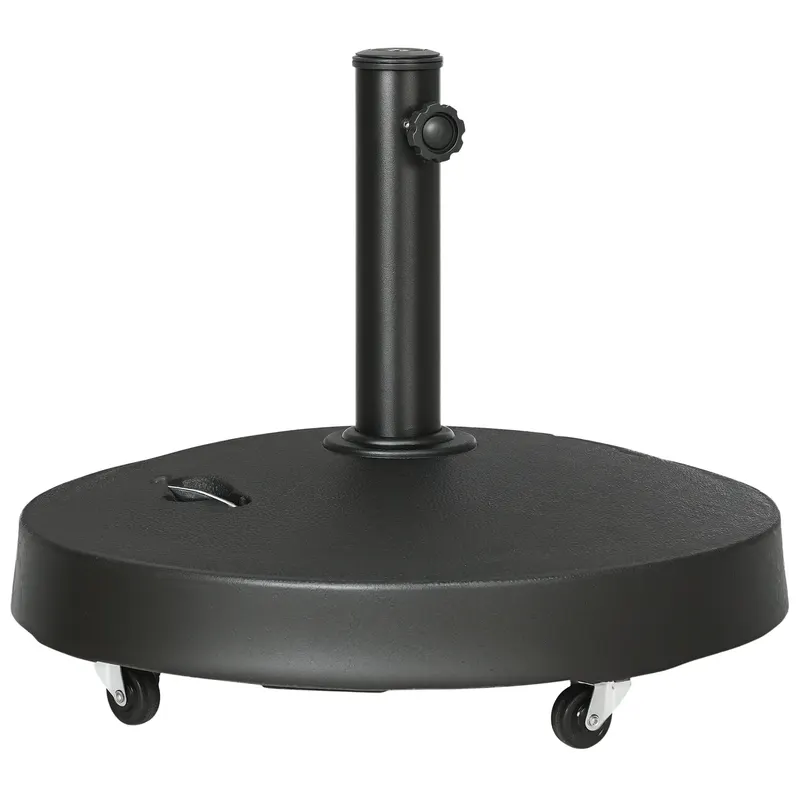 Outsunny Bază Umbrelă 23.5kg cu Manivele și Roți Blocabile, Suport din Rășină/Oțel, Ø53x41 cm, Negru | Romania