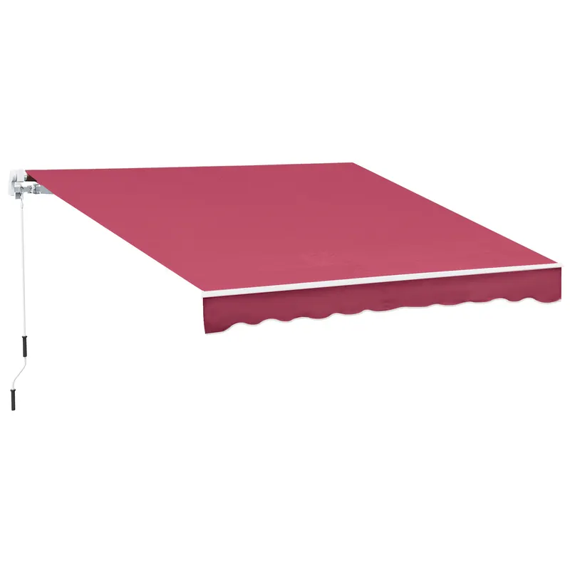 Outsunny Copertină Retractabilă Manuală pentru Grădină, Protecție Solară, Cadru Metal și Aluminiu, 4x2.5m, Roșu Închis | Romania