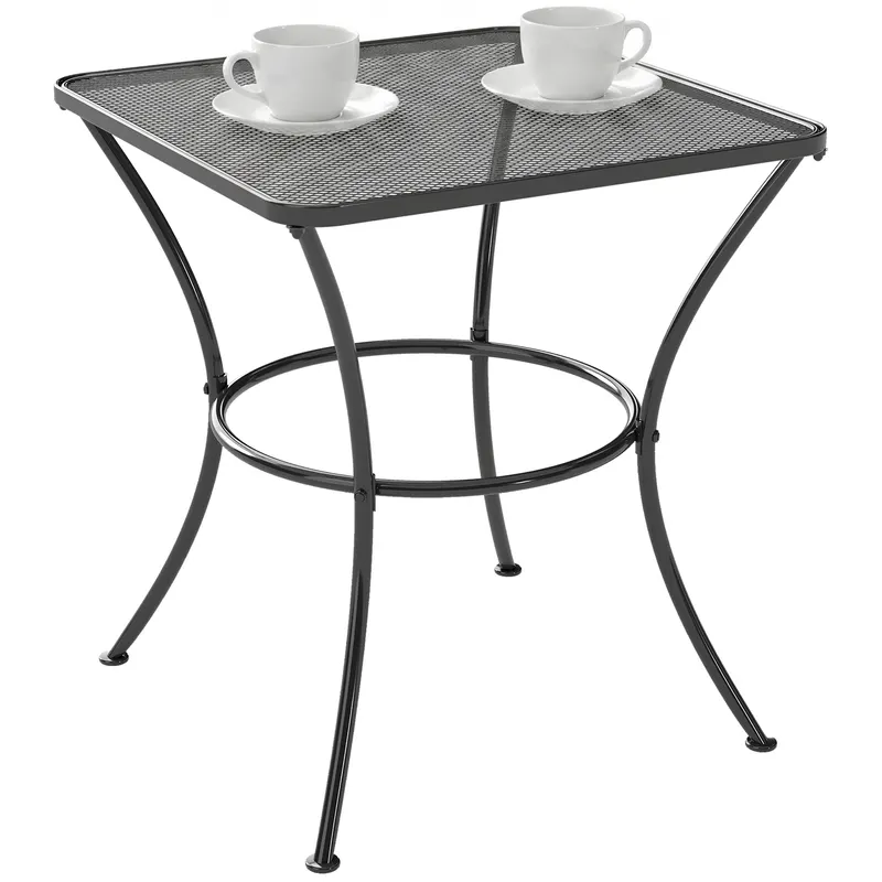 Outsunny Masuta pentru Gradina din Otel cu Blat Perforat, Masuta Patrata pentru Exterior 45x45x50 cm, Negru | RO