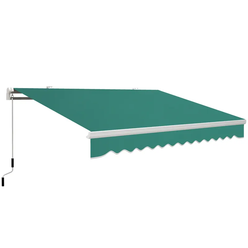 Copertina Soare Retractabila cu Manivela, Outsunny, Metal si Aluminiu, Verde, 400x250cm | Romania