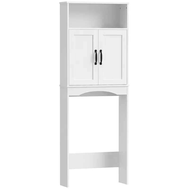 HOMCOM Dulap peste WC Mobilier de baie cu 2 uși cu închidere silențioasă Raft deschis 64x21x173,5 cm Alb | Romania