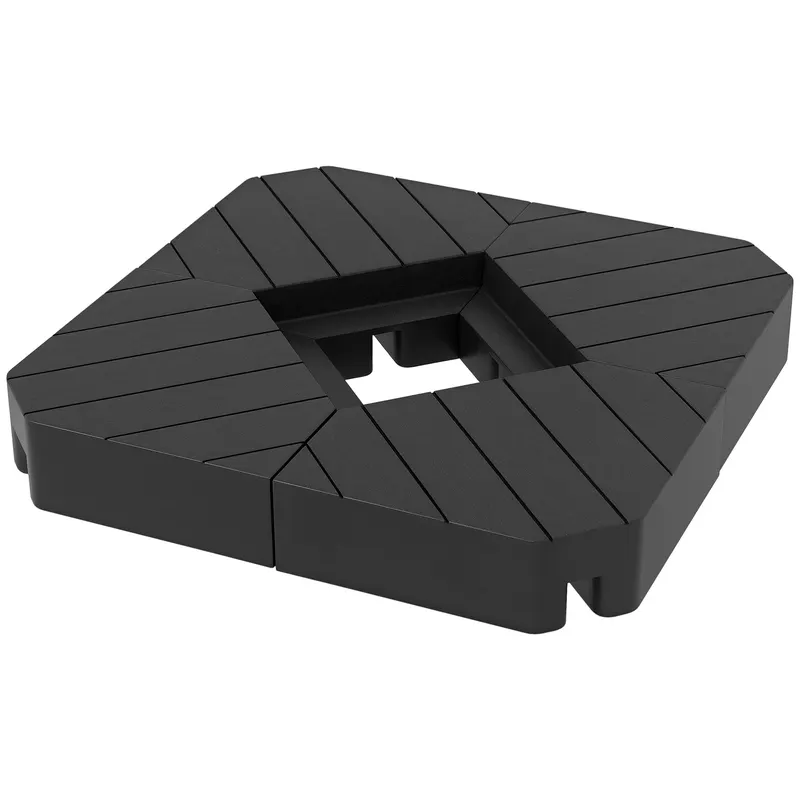 Outsunny Set de 4 Greutăţi pentru Umbrelă din HDPE cu Efect de Lemn, 80x80x13 cm, Negru | Romania