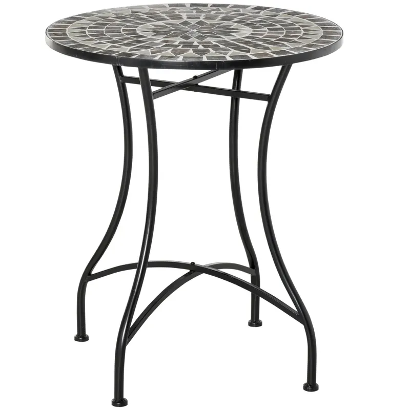Outsunny Masuta de Gradina si Exterior din Metal si Ceramica Neagra | Romania