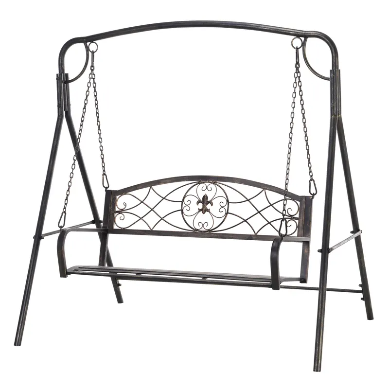 Outsunny Leagăn de grădină Bancă-leagăn pentru grădină Outdoor-Schaukel, design vintage, aspect alama, 167 cm x1 23 cm x 175cm | Romania