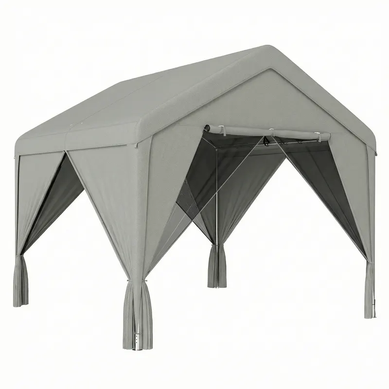 Outsunny Tonelă de grădină pavilion de grădină impermeabil structură robustă din oțel galvanizat cu acoperiș în două ape 3x3m gri | Romania