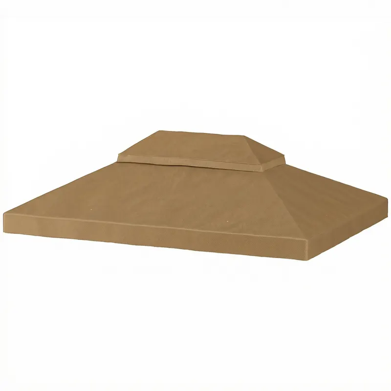 Outsunny Prelată de schimb pentru pavilion 4 x 3 m, acoperiș dublu cu orificii de scurgere, poliester 370 g/m², beige | Romania