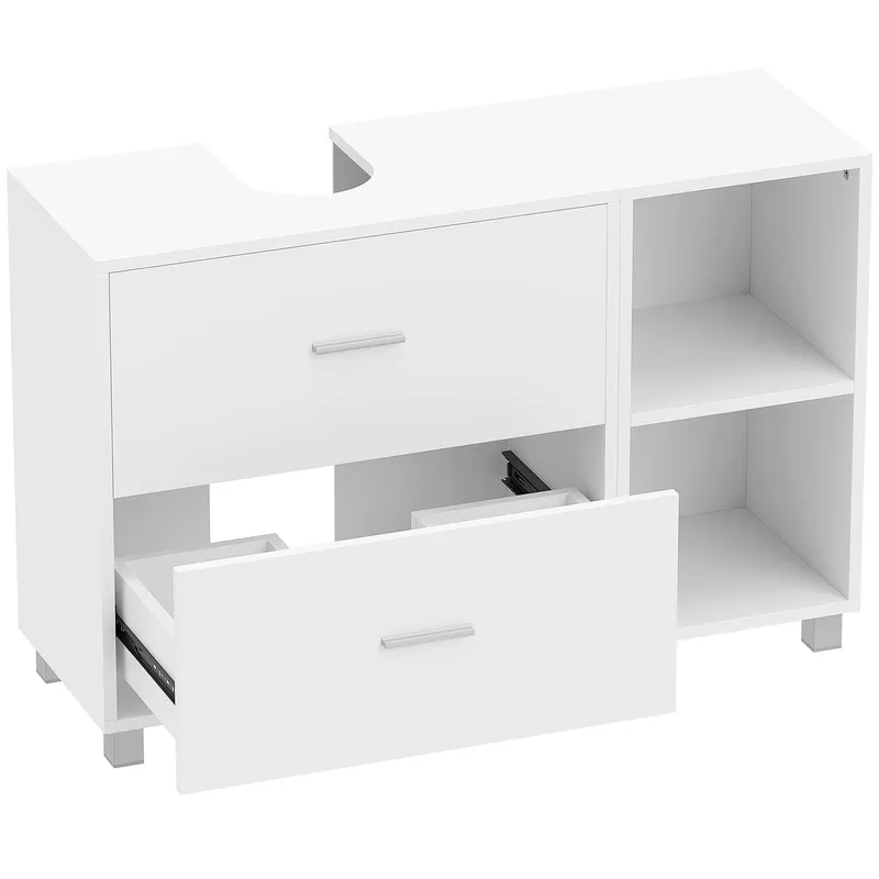 HOMCOM Dulap Modern pentru Chiuvetă, pentru Lavoare cu sau fără Picior, Alb | Romania