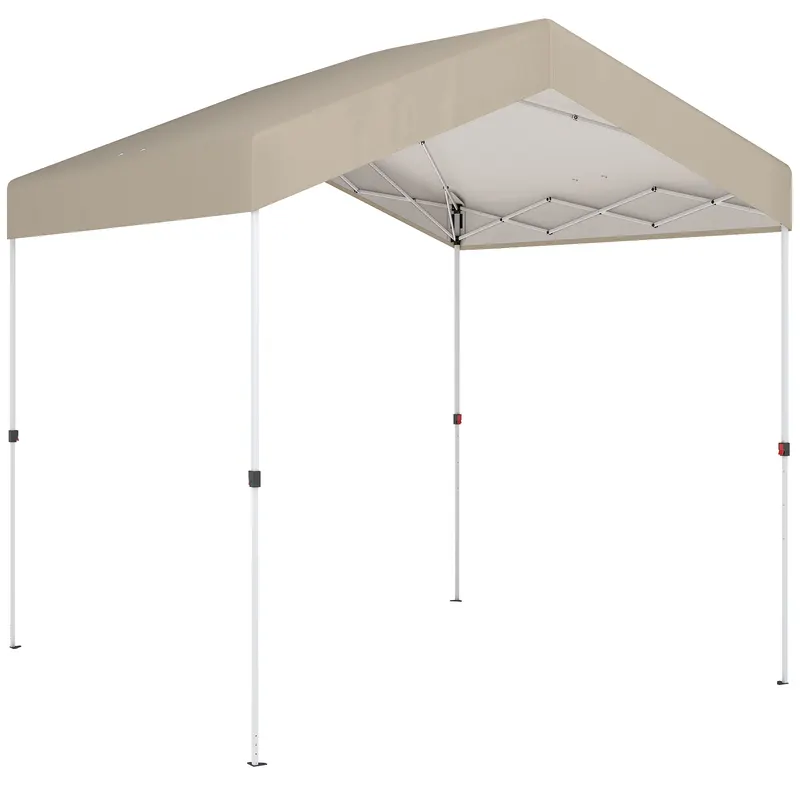 Outsunny Pavilon Pliant 2,4x2,4 m Pop-up UPF50+ Închidere Centrală Înălțime Reglabilă Geantă de Transport Saci Nisip Bej | Romania