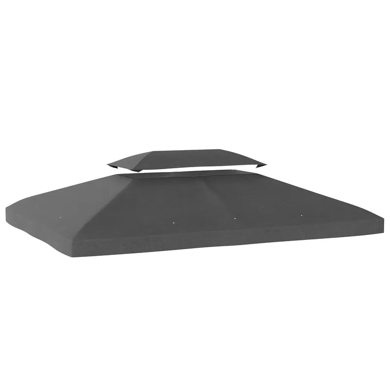 Outsunny Prelată de schimb 4x3 m cu acoperiș dublu Orificii de scurgere și protecție UV Doar prelată NU include cadru Gri închis | Romania