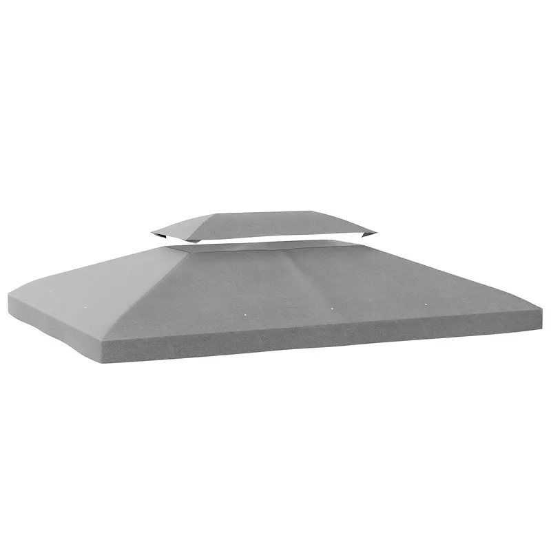 Outsunny Prelată de Schimb 4x3 m cu Acoperiș Dublu Orificii de Scurgere și Protecție UV Doar Prelată NU Include Cadru Gri Deschis | Romania