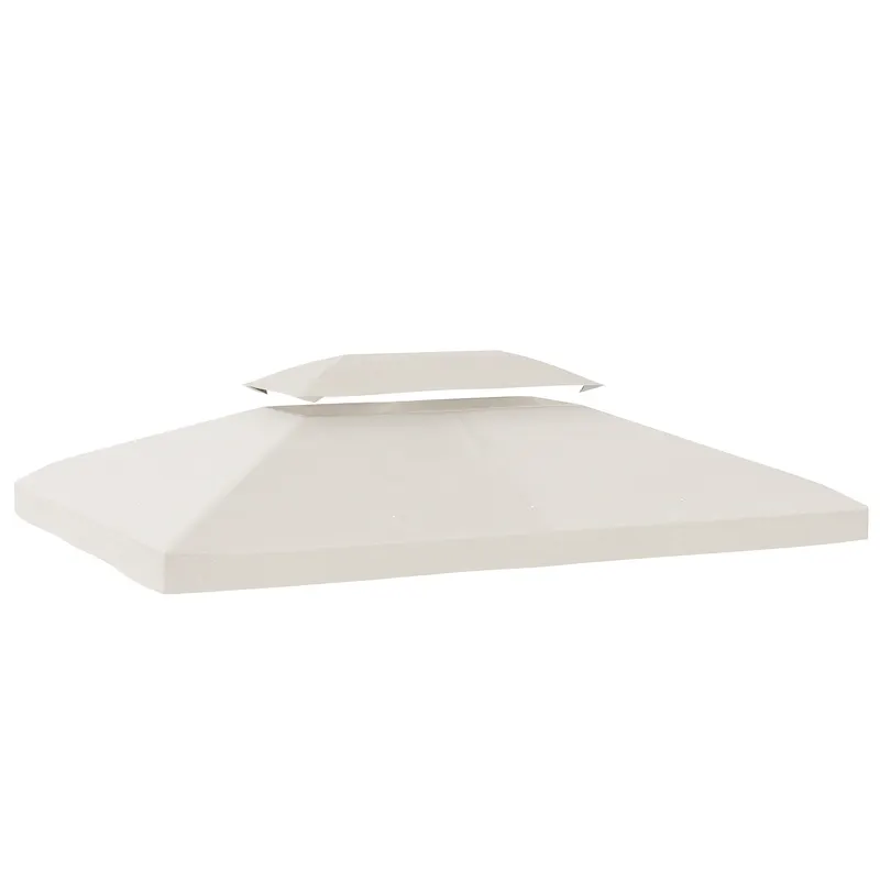 Outsunny Husă de Rezervă 4x3 m cu Acoperiș Dublu Orificii de Drenaj și Protecție UV Doar Husă NU Include Cadru Crem | Romania