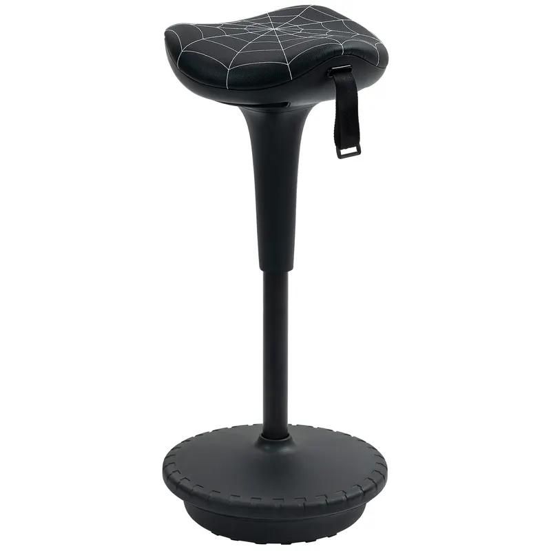 Vinsetto Taburet de birou cu funcție de rotație, taburet ergonomic, reglabil pe înălțime 65,5-83,5 cm, înclinat 120°, Negru | Romania