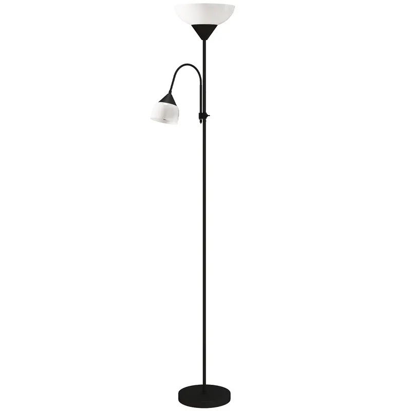 HOMCOM Uplighter, Lampă mamă-copil de podea, lampă înaltă cu 3 temperaturi de culoare și gât de lebădă flexibil, Negru | Romania