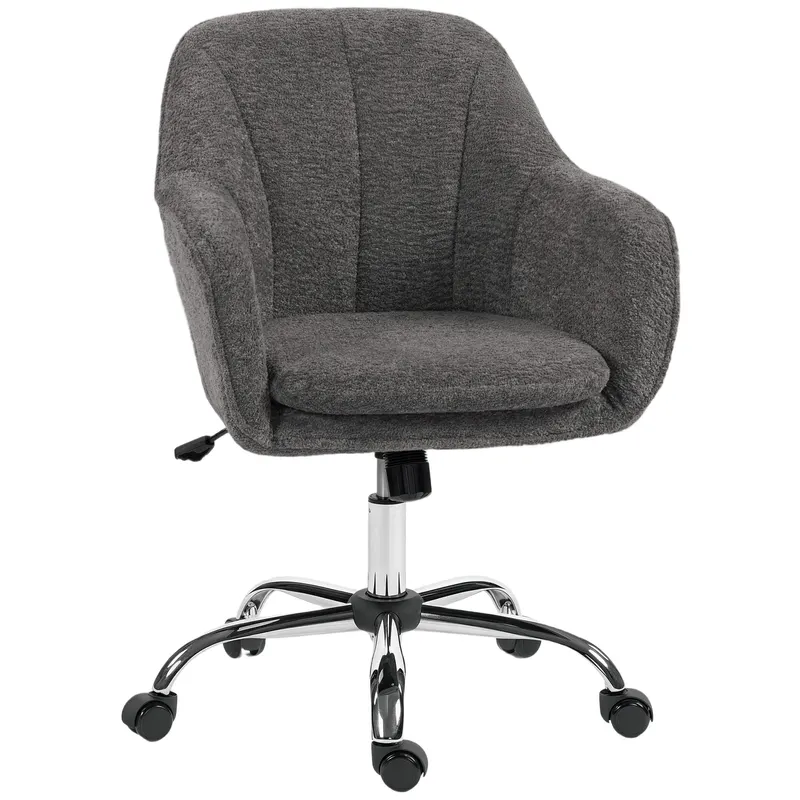 HOMCOM Scaun de birou, fotoliu de birou ergonomic reglabil pe înălțime, șezut pivotant, funcție de balans, gri | Romania