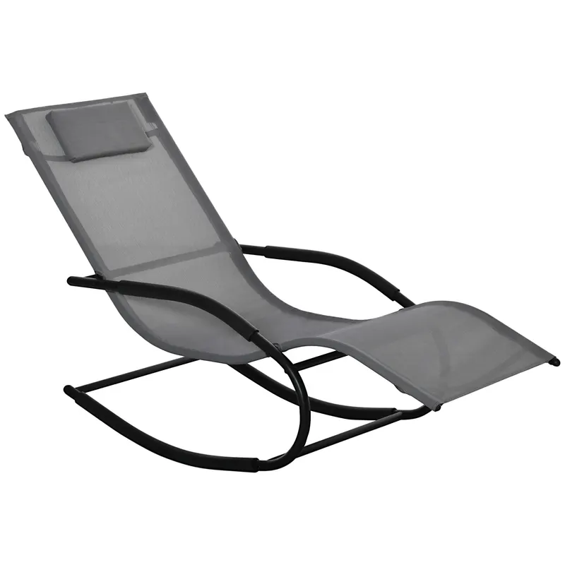 Outsunny Sezlong Balansoar Gravitație Zero, Design Ergonomic, Cadru Metalic și Pernă din Textilen, Relaxare Optimă, Gri | Romania