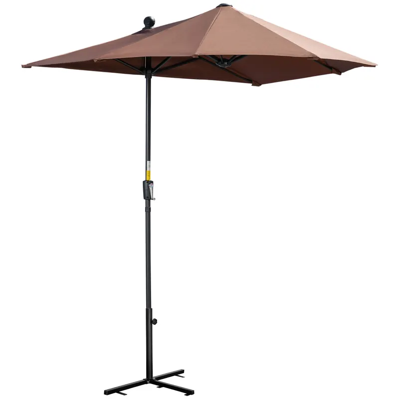 Outsunny Umbrelă de Terasă 200x190x240 cm cu Manivelă, Stâlp din Oțel și Bază în Formă de Cruce Anti-UV pentru Terasă și Balcon, Gri | Romania