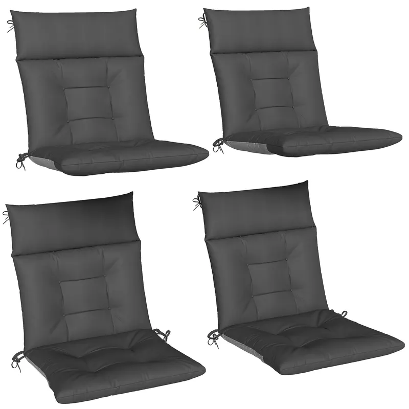 Outsunny Set de 4 Perne de Scaune de Terasă cu Șnururi, Poliester, Bumbac PP, 111,5 x 53 x 8 cm, Gri Închis | Romania