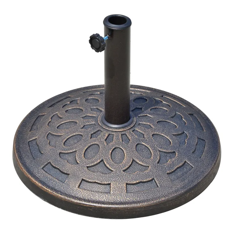 Outsunny Bază pentru Umbrelă, Stabilă, din Rășină, Design Atractiv, Φ48.5cm, pentru Stâlpi 38-48mm, Bronz | Romania