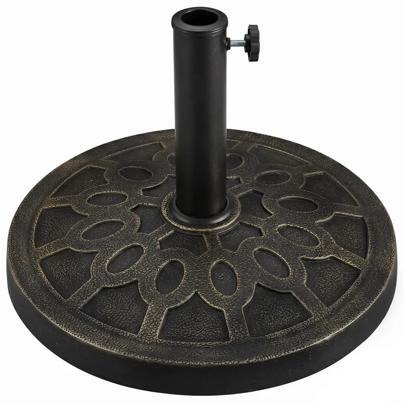 Outsunny Bază Rotundă pentru Umbrelă de Ø38 mm și Ø48 mm cu Mâner, Ø45x33 cm, Bronz | Romania
