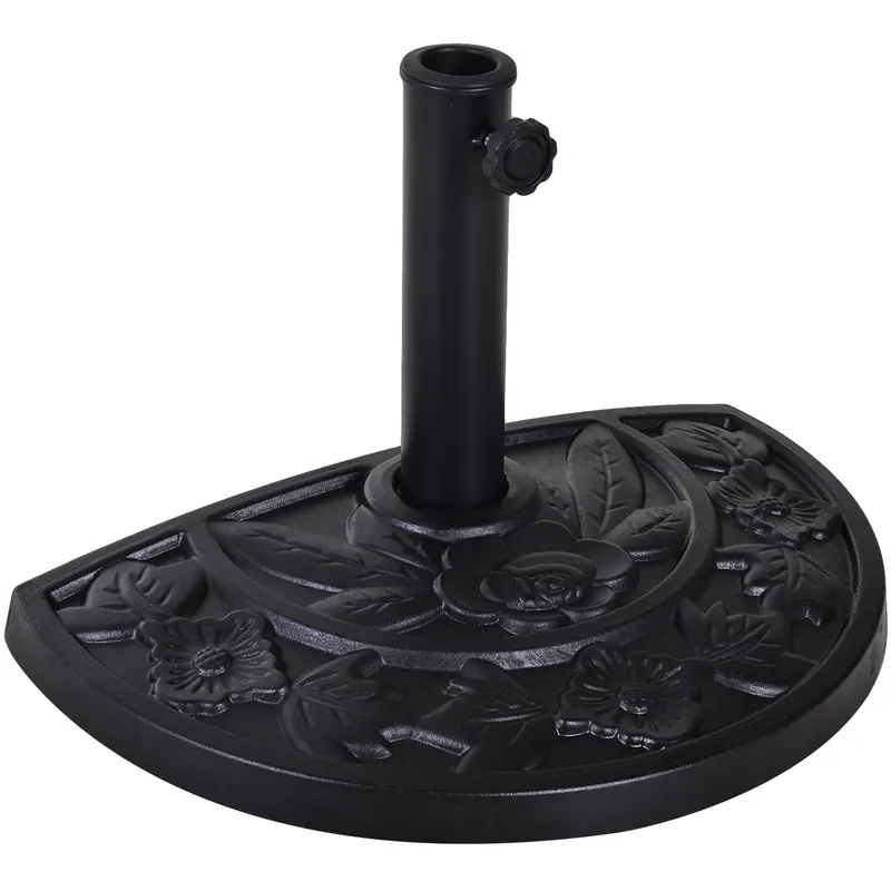 Outsunny Bază pentru Umbrelă Semicirculară de Ø38 mm si Ø48 mm cu Manivelă, 50x31x32 cm, Negru | Romania