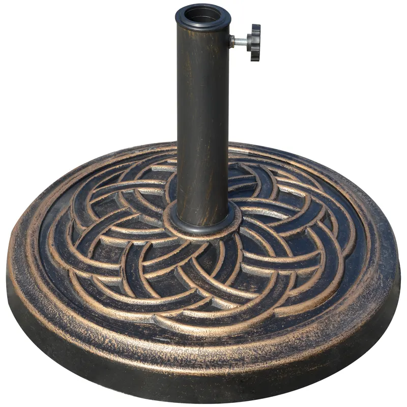 Outsunny Suport Umbrelă 12kg, Design Rotund, Stil Bronz, pentru Exterior | Romania