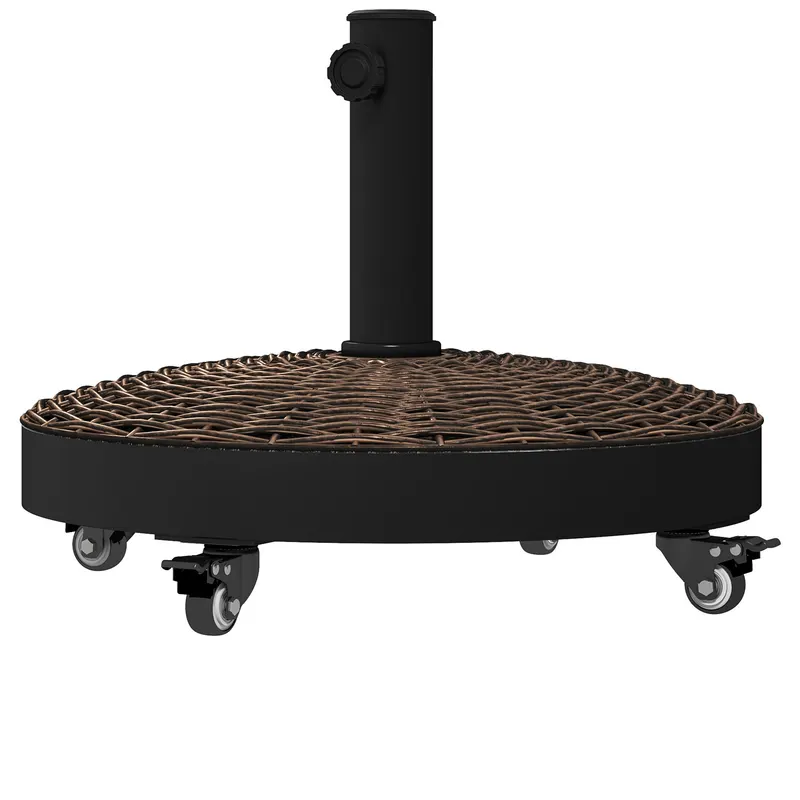 Outsunny Bază pentru Umbrelă de Grădină Rotundă cu 4 Roți și Frâne, Ø52x41 cm, Bronz | Romania