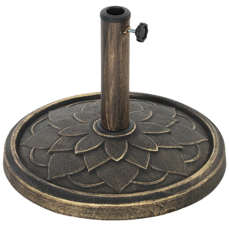 Outsunny Bază Rotundă pentru Umbrelă, Potrivit pentru Stâlpi de 32, 38, 48 mm, Φ46x34 cm, Bronz | Romania