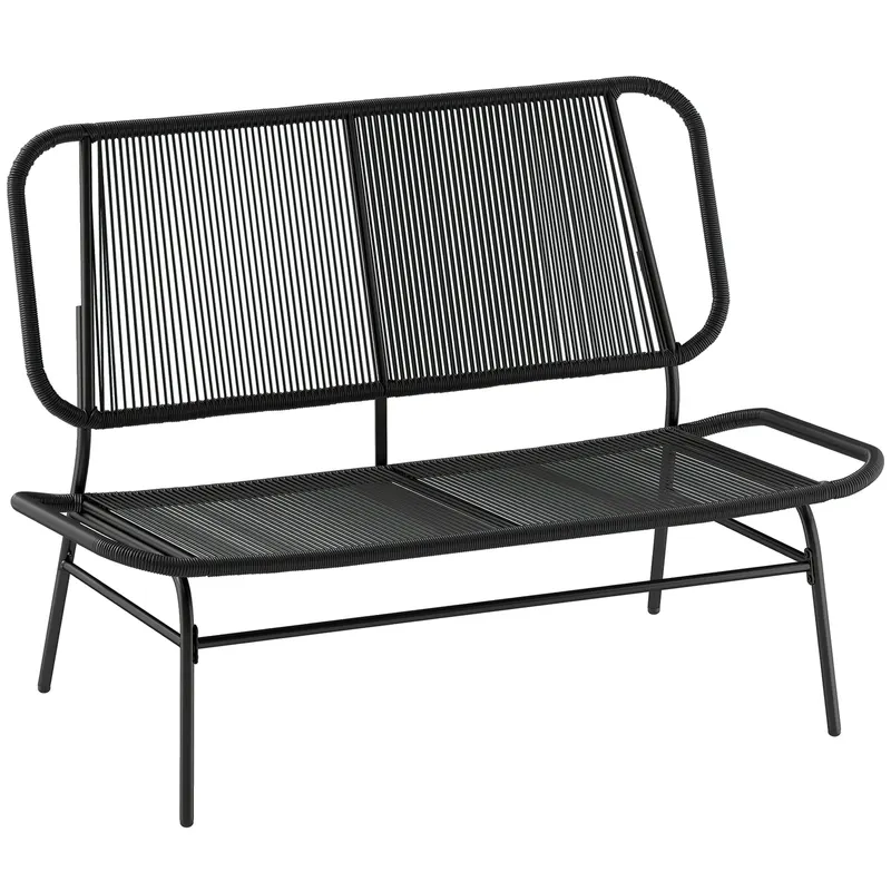 Outsunny Canapea din Ratan, Banchetă pentru Exterior, 2 Locuri, pentru Terasă | Romania