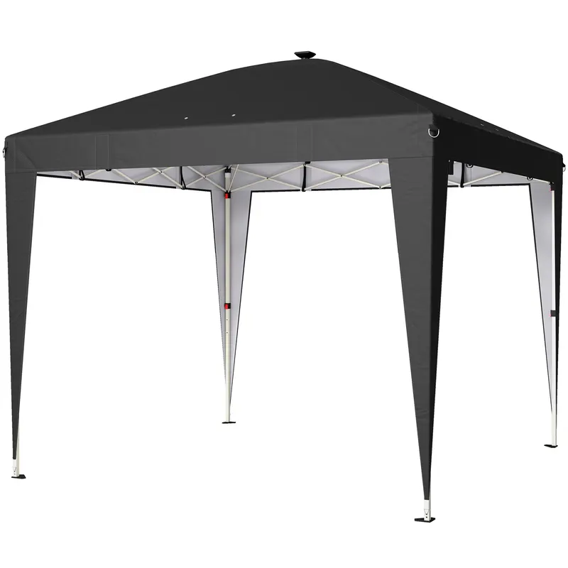 Outsunny Gazebo 3x3 m Pliabil Pop Up cu Înălțime Reglabilă, UV50+, Gazebo de Grădină cu Lumină Centrală și USB, Telecomandă, Geantă de Transport, pentru Exterior, Camping, Petreceri, Negru | Romania