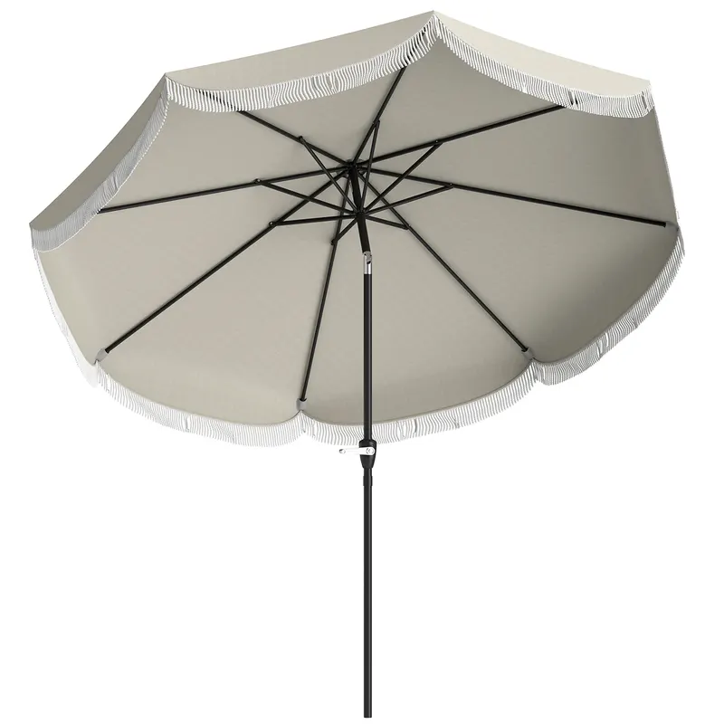 Outsunny Umbrelă de Grădină Inclinabilă 2.7x2.7 m cu Manivelă, Umbrelă Rotundă de Exterior cu 8 Spițe, din Metal și Poliester, pentru Curte sau Balcon, UV 30+, Gri Deschis | Romania