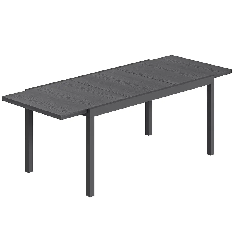 Outsunny Masă de Grădină Extensibilă Blat Aluminiu Efect Lemn Picioare Reglabile 8-10 Persoane 214x85x75cm Gri Antracit | Romania