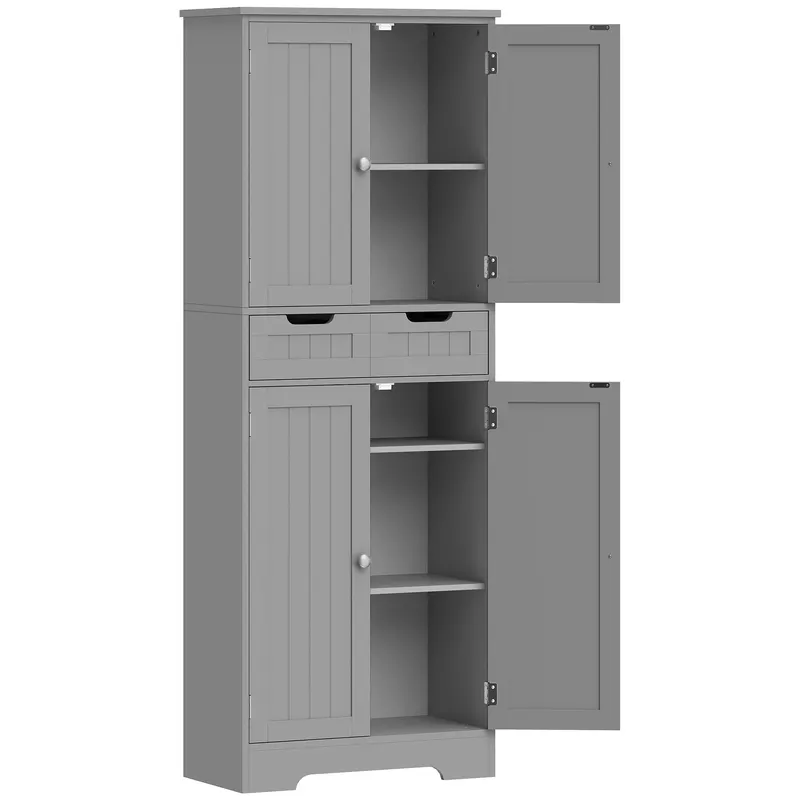 HOMCOM Mobilier de baie cu sertar, dulap cu uși, raft reglabil, 60 x 30 x 160 cm, gri | Romania