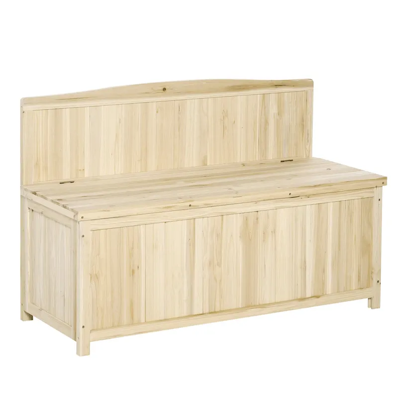 Outsunny Cufar container pentru Extern din Lemn de Brad Natural cu Spatar | Romania