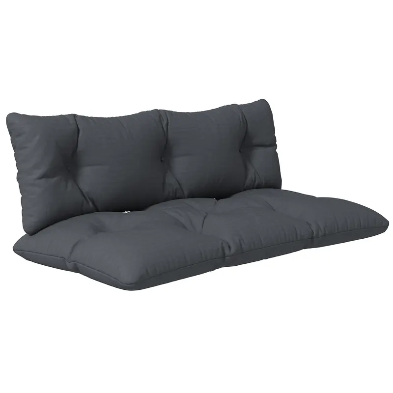 Outsunny Set de 2 Perne pentru Sezut si Spatar pentru Exterior pentru Paleti, Perne de Sezut Hidrofobe, Gri Carbune