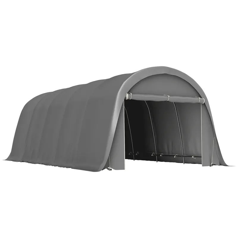 Outsunny Carport cort garaj 3,6 x 7,2 m adăpost exterior pentru mașină cort de depozitare cu pereți laterali detașabili, gri închis | Romania
