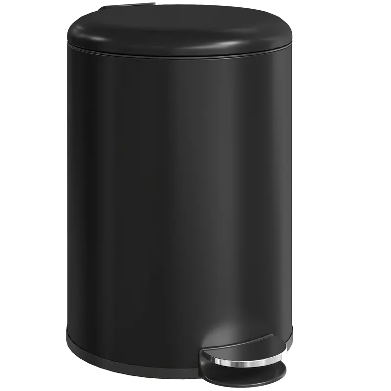 HOMCOM Coș de gunoi pentru bucătărie de 20 L, coș metalic rezistent la amprente cu capac Soft-Close, pedală și coș interior detașabil, Negru | Romania